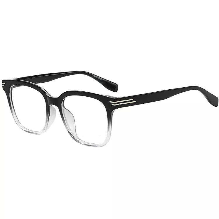 Montatura da vista alla moda con rivetto a righe quadrate trasparenti TR90